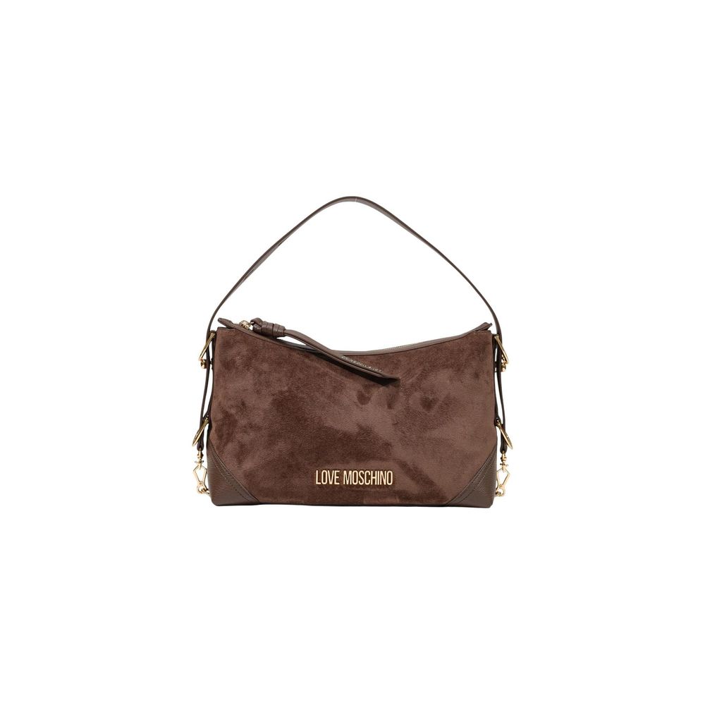 Medium Handbag by Love Moschino for women in polyester & polyurethane brown & gold features a exquisite silhouette, showcasing a secure zipper and exquisite with versatile shoulder-strap, adjustable-strap & detachable-strap for a exquisite finish.