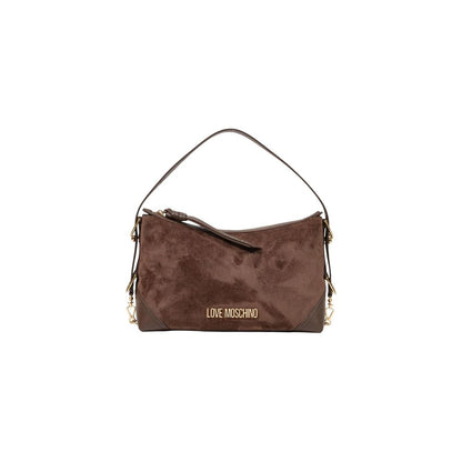 Medium Handbag by Love Moschino for women in polyester & polyurethane brown & gold features a exquisite silhouette, showcasing a secure zipper and exquisite with versatile shoulder-strap, adjustable-strap & detachable-strap for a exquisite finish.