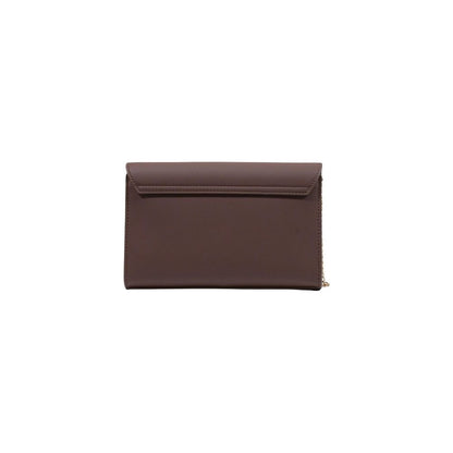 Crossbody Evening Flap Handbag by Love Moschino for women in polyethylene & polyurethane brown & gold features a exquisite silhouette, showcasing a secure flap and exquisite with versatile crossbody-strap for a exquisite finish.
