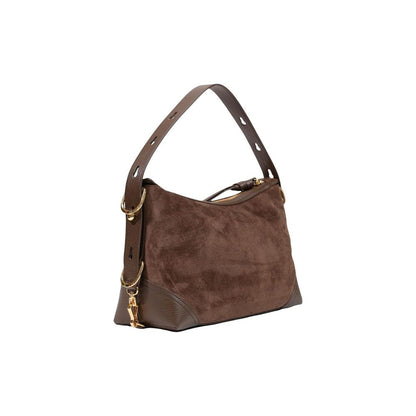 Medium Handbag by Love Moschino for women in polyester & polyurethane brown & gold presents a ornamental silhouette, showcasing a secure zipper, ample , and versatile shoulder-strap, adjustable-strap & detachable-strap for a ornamental finish.