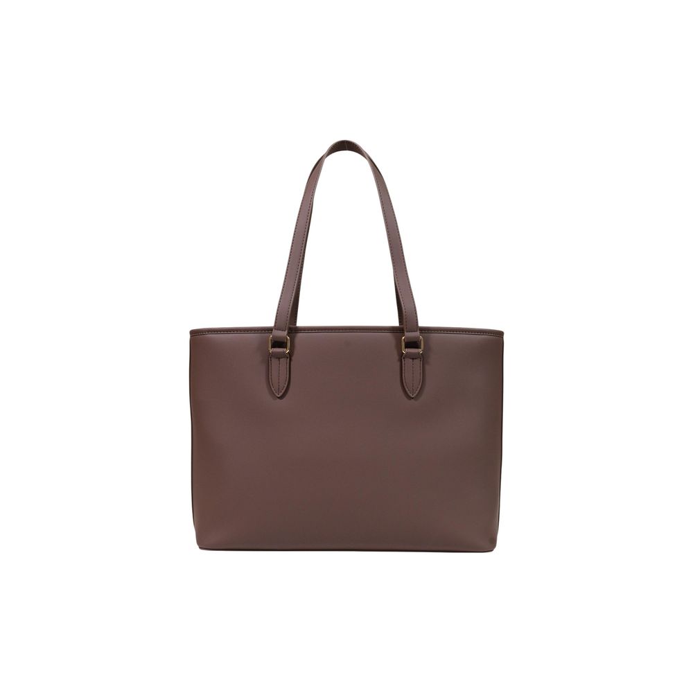 Large Shopper Handbag by Love Moschino for women in polyethylene & polyurethane brown & gold features a refined silhouette, showcasing a secure buckle, organized , and versatile adjustable-strap & handle for a refined finish.