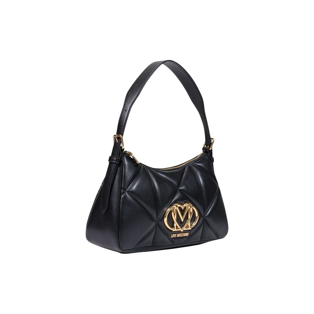Small Quilted Handbag by Love Moschino for women in polyethylene & polyurethane black & gold presents a ornamental silhouette, showcasing a secure zipper, ample , and versatile adjustable-strap & handle for a ornamental finish.