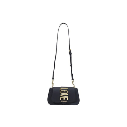 Love Moschino Borsa Polyethylene & Polyurethane Evening Crossbody Handbag - Black Gold Signature
