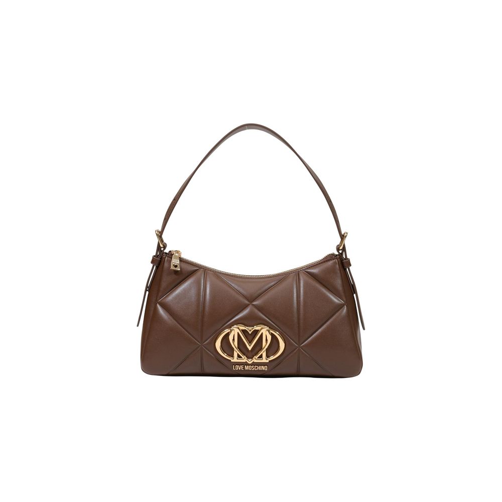 Small Quilted Handbag by Love Moschino for women in polyethylene & polyurethane brown & gold presents a ornamental silhouette, showcasing a secure zipper, ample , and versatile adjustable-strap & handle for a ornamental finish.