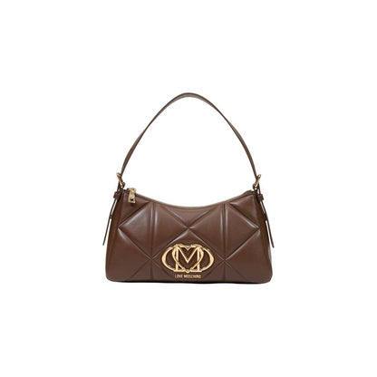 Small Quilted Handbag by Love Moschino for women in polyethylene & polyurethane brown & gold presents a ornamental silhouette, showcasing a secure zipper, ample , and versatile adjustable-strap & handle for a ornamental finish.
