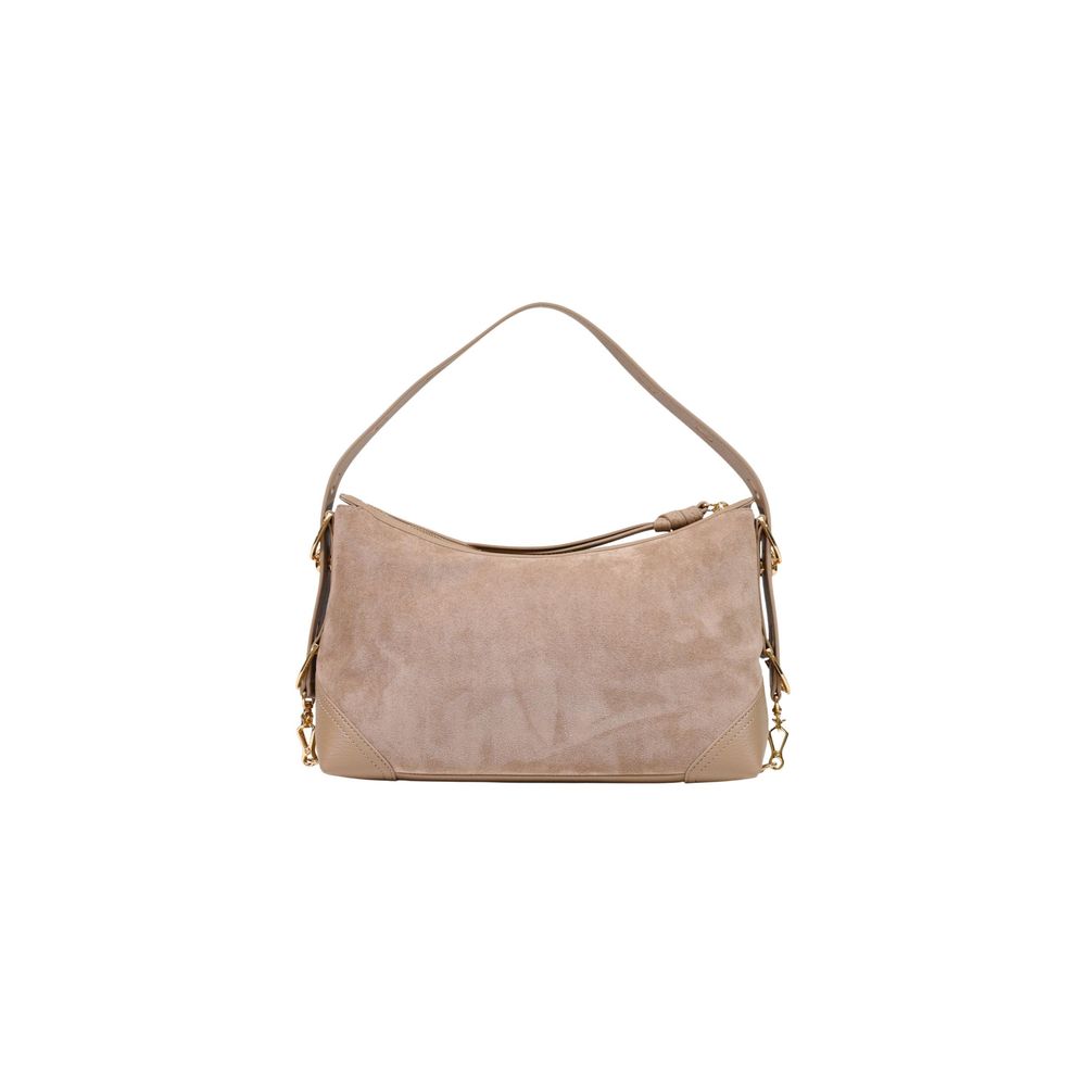 Medium Handbag by Love Moschino for women in polyester & polyurethane beige & gold presents a ornamental silhouette, showcasing a secure zipper, ample , and versatile shoulder-strap, adjustable-strap & detachable-strap for a ornamental finish.