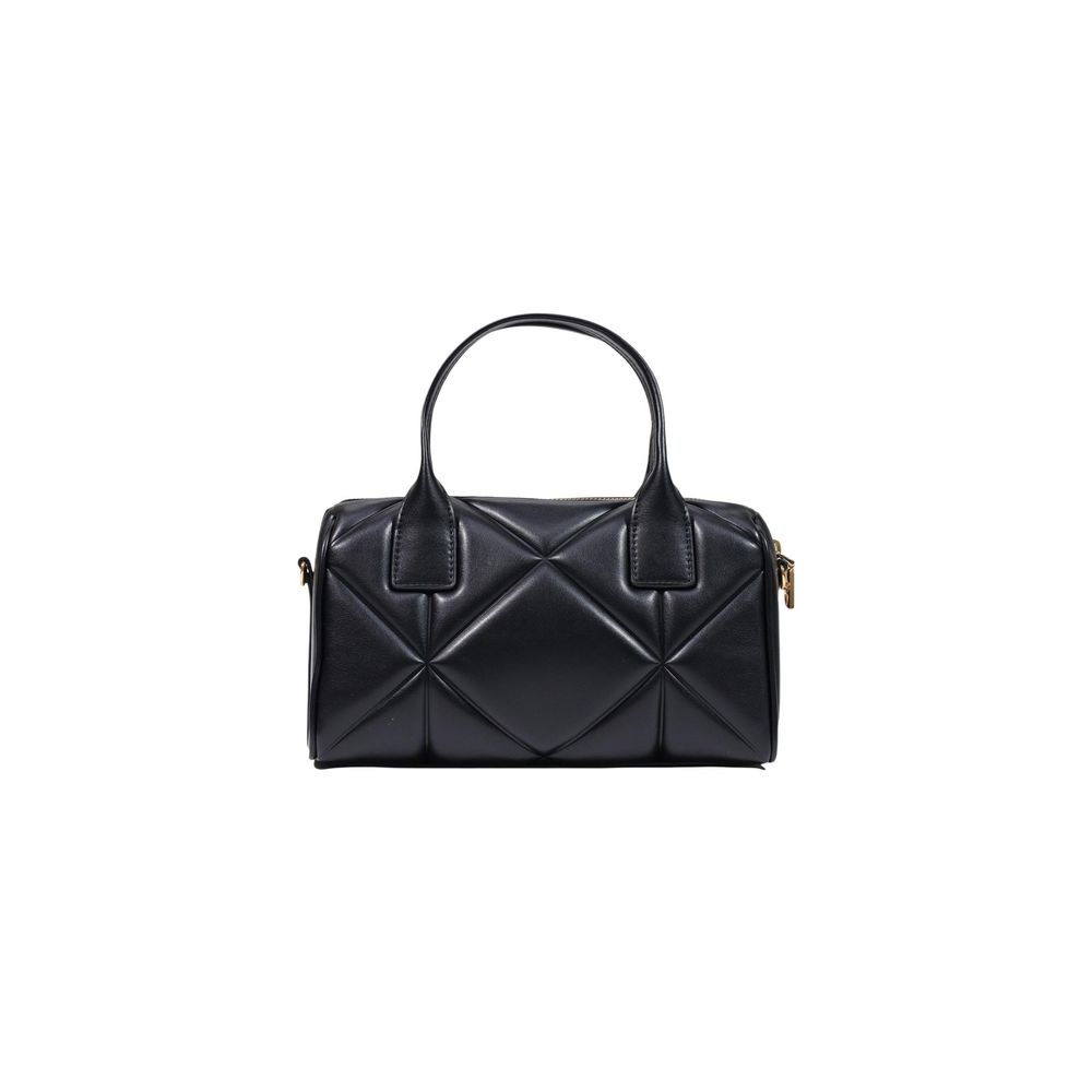 Medium Quilted Handbag by Love Moschino for women in polyethylene & polyurethane black & gold features a ornamental silhouette, showcasing a secure zipper, ample , and ornamental handle for a sophisticated look.