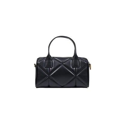 Medium Quilted Handbag by Love Moschino for women in polyethylene & polyurethane black & gold features a ornamental silhouette, showcasing a secure zipper, ample , and ornamental handle for a sophisticated look.