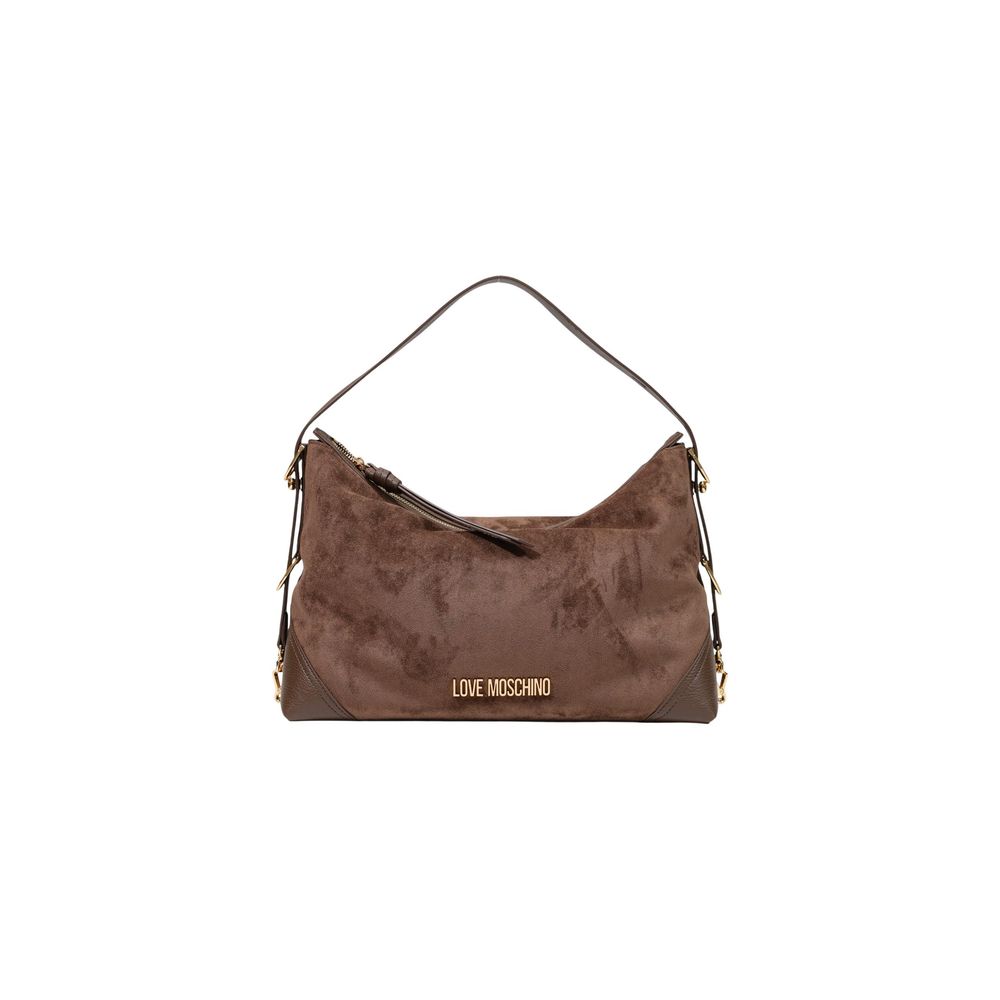 Large Handbag by Love Moschino for women in polyester leather brown & gold features a exquisite silhouette, showcasing a secure zipper and exquisite with versatile adjustable-strap & handle for a exquisite finish.