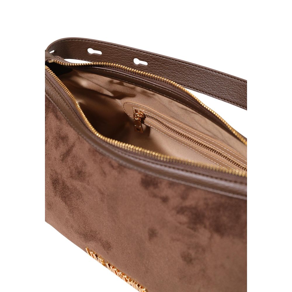 Large Handbag by Love Moschino for women in polyester leather brown & gold presents a ornamental silhouette, showcasing a secure zipper, ample , and versatile adjustable-strap & handle for a ornamental finish.