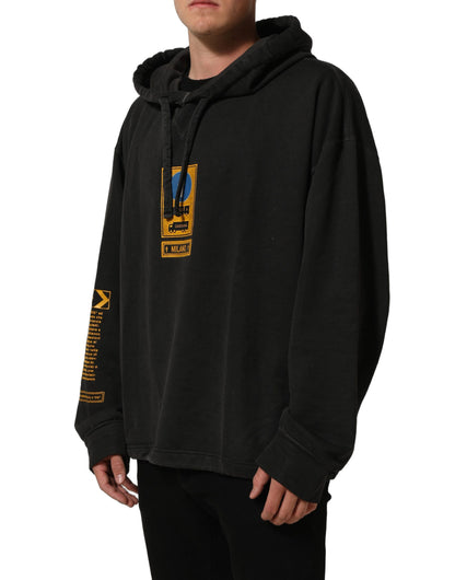 Dolce & Gabbana Men's Regular Fit Oversized Cotton Sweatshirt Hoodie - Black