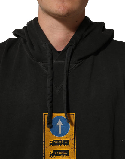 Dolce & Gabbana Men's Regular Fit Oversized Cotton Sweatshirt Hoodie - Black