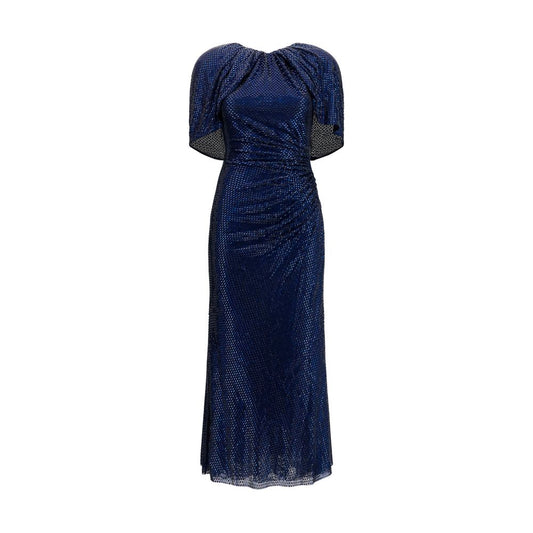 Dress by Self-Portrait for women in stretch polyester blue & patterned features an magnificent silhouette, artfully detailed with a magnificent and long-sleeve that flows into an magnificent midi.