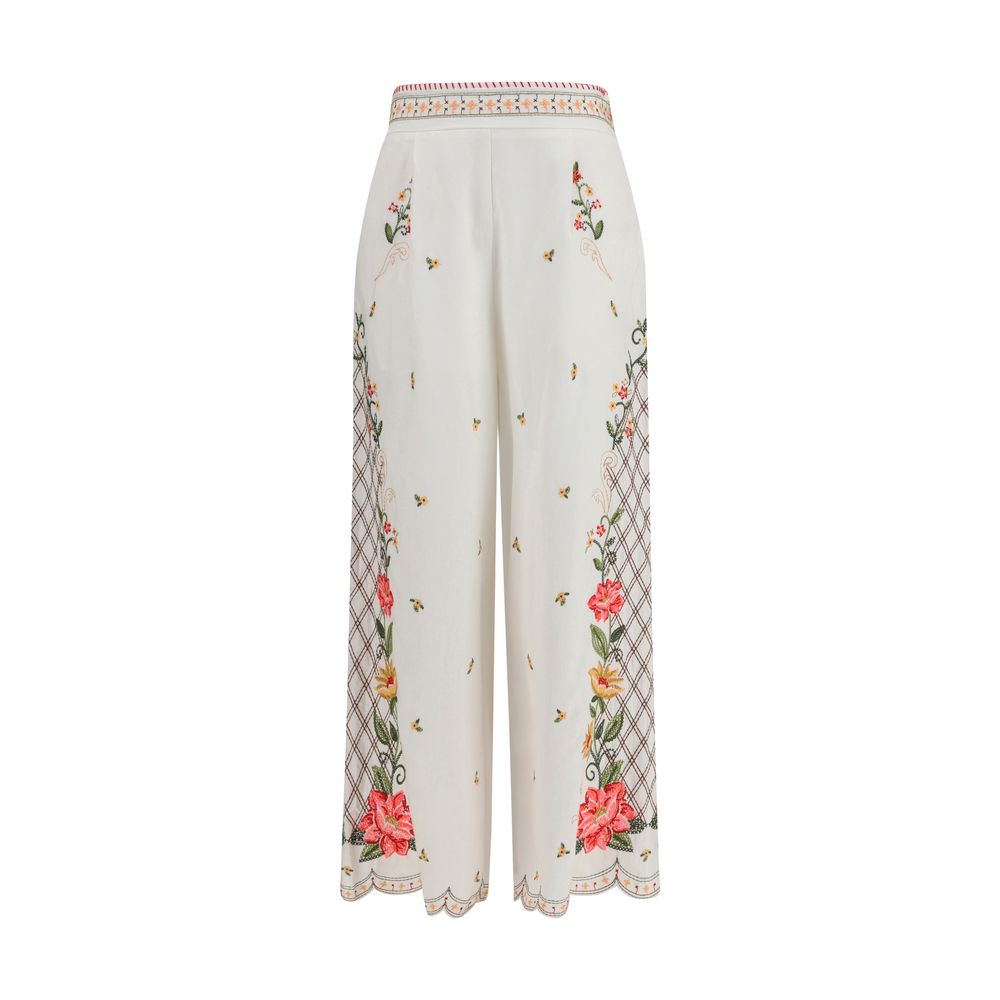 Casual Pants by FARM RIO for women in linen & viscose multicolor & floral features an refined tailoring silhouette, showcasing a premium regular-fit & wide with a and long cut for a refined tailoring look.