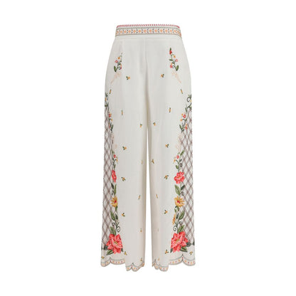 Casual Pants by FARM RIO for women in linen & viscose multicolor & floral features an refined tailoring silhouette, showcasing a premium regular-fit & wide with a and long cut for a refined tailoring look.