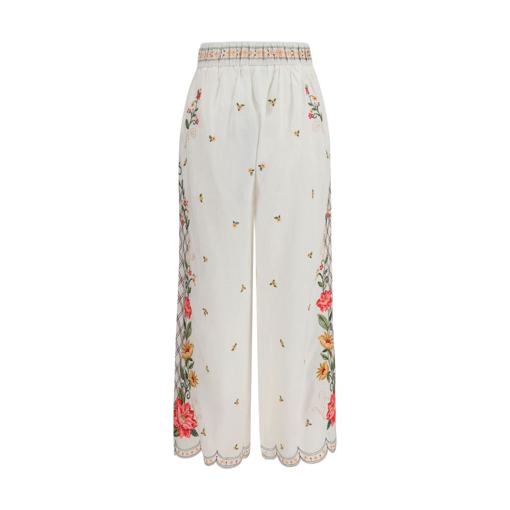 Casual Pants by FARM RIO for women in linen & viscose multicolor & floral presents a refined pantology silhouette, artfully defined by a refined pantology regular-fit & wide, long, and a sophisticated .