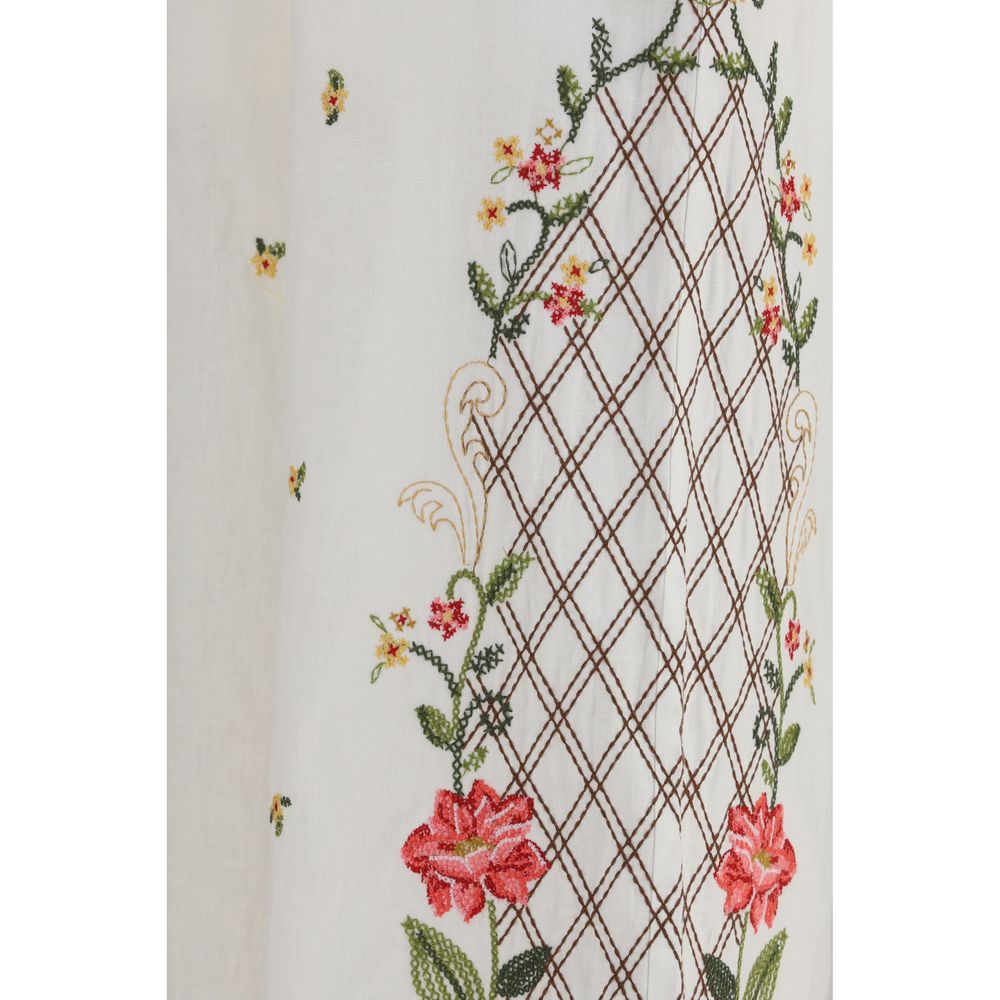 Casual Pants by FARM RIO for women in linen & viscose multicolor & floral presents a tailored silhouette, showcasing a tailored regular-fit & wide and long cut with a refined for a truly tailored aesthetic.