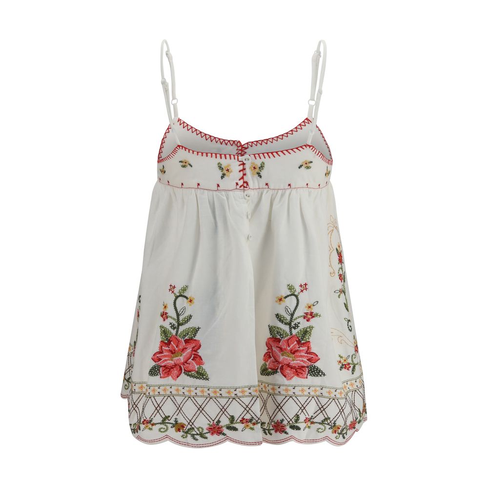 T-Shirt by FARM RIO for women in linen & viscose multicolor & floral features an edgy silhouette, meticulously detailed with a sophisticated and for a truly edgy finish.