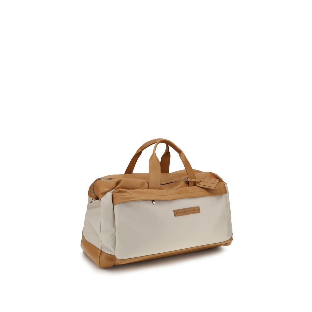 Brunello Cucinelli Bos Taurus Calf Leather Travel Duffel Bag - Beige
