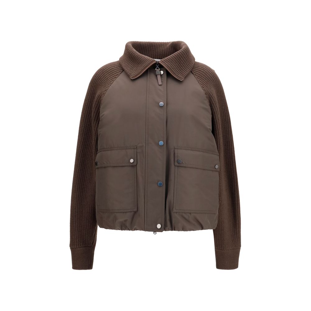 Puffer Jacket by Brunello Cucinelli for women in wool polyester & goose-down brown features an contemporary silhouette, showcasing a sophisticated and contemporary pockets & insulated for a truly refined look.