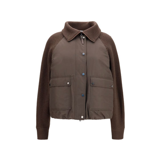 Puffer Jacket by Brunello Cucinelli for women in wool polyester & goose-down brown features an contemporary silhouette, showcasing a sophisticated and contemporary pockets & insulated for a truly refined look.