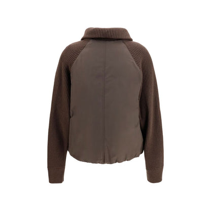 Puffer Jacket by Brunello Cucinelli for women in wool polyester & goose-down brown showcases a bohemian silhouette, artfully detailed with a bohemian and signature pockets & insulated for a truly bohemian finish.