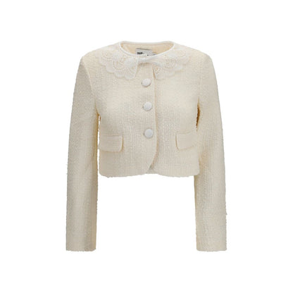 Overcoat by Self-Portrait for women in wool polyester & polyamide beige features an satoral silhouette, showcasing a sophisticated and satoral for a premium, timeless look.