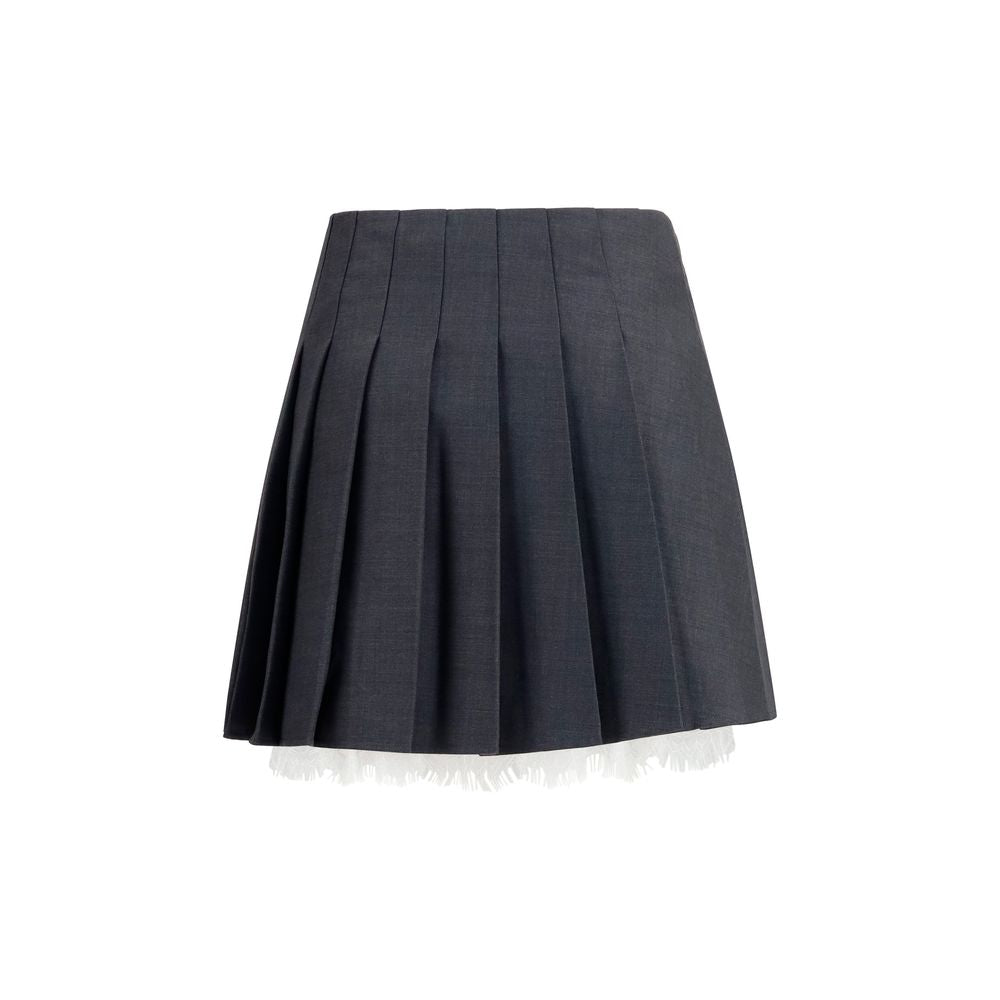 Skirt by Self-Portrait for women in polyamide wool gray features an relaxed-yet-refined silhouette that elegantly showcases the Women's Pleated A Line Polyamide Wool Mini Skirt design and sophisticated mini.