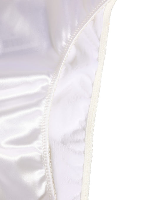 Dolce & Gabbana White Satin High-Waist Brief Logo Women Underwear
