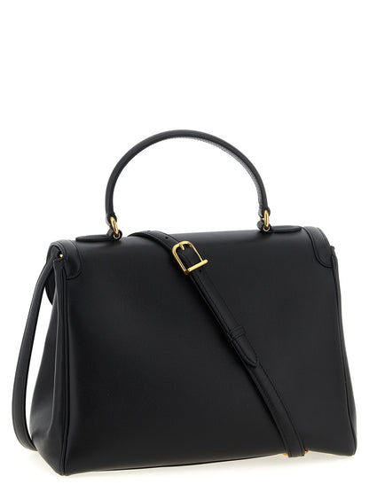 Valentino Garavani 9 To 5 V Logo Calfskin Leather Flap Handbag - Black Signature