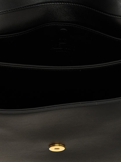 Valentino Garavani 9 To 5 V Logo Calfskin Leather Flap Handbag - Black Signature