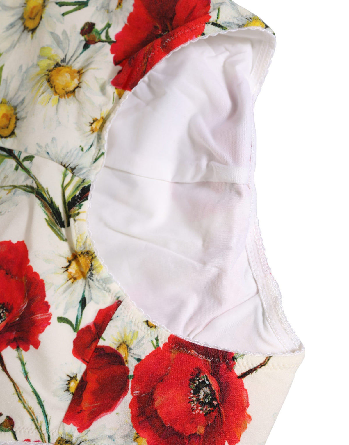Dolce & Gabbana Poppy Women's High Rise Stretch Nylon Panties - White Floral Print