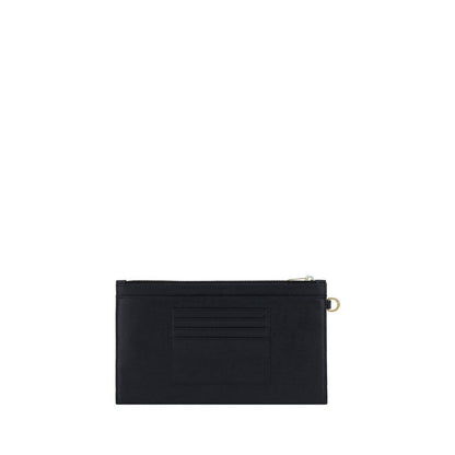 Small Evening Pouch Clutch Handbag by Saint Laurent for women in bos taurus calf leather black, gold & signature features a sculptural silhouette with a secure zipper, organized , and versatile for a sculptural finish.