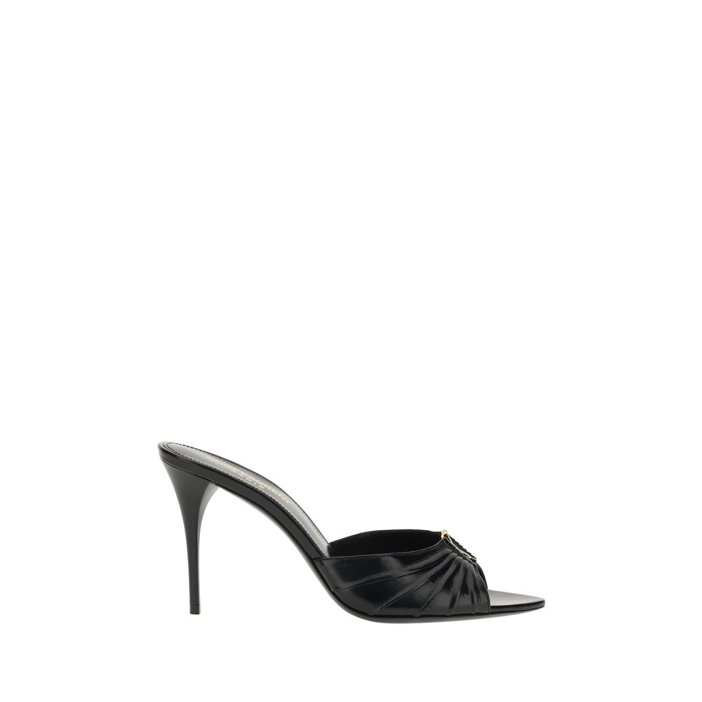 Saint Laurent Women's Bos Taurus Calf & Lambskin Leather Stiletto Sandals - Black