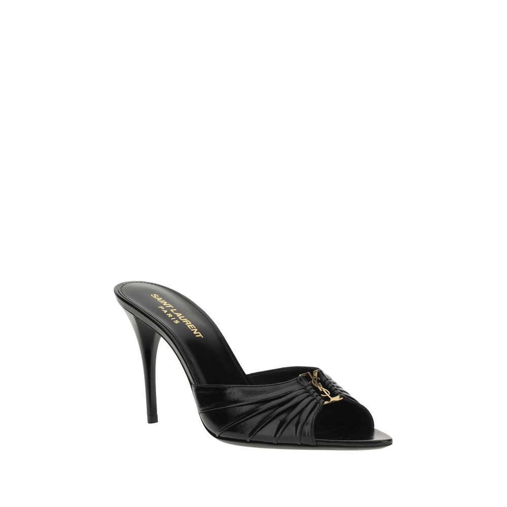 Saint Laurent Women's Bos Taurus Calf & Lambskin Leather Stiletto Sandals - Black
