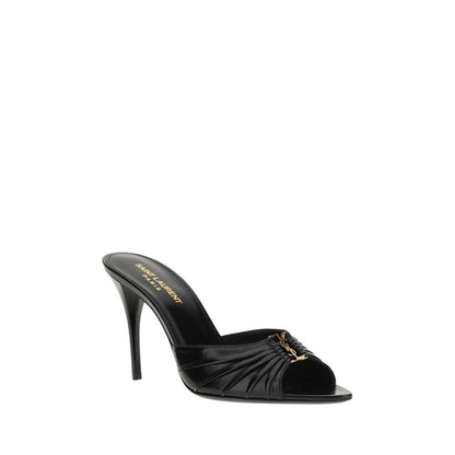 Saint Laurent Women's Bos Taurus Calf & Lambskin Leather Stiletto Sandals - Black