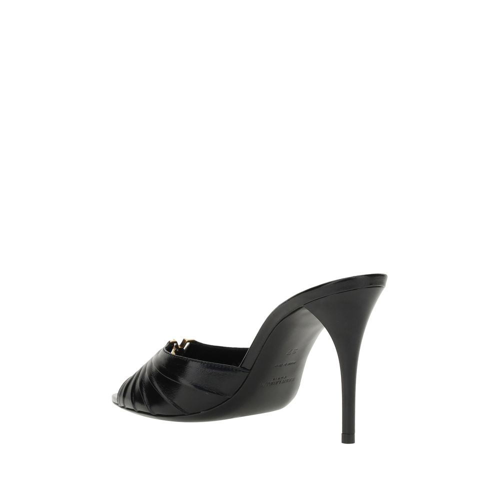 Saint Laurent Women's Bos Taurus Calf & Lambskin Leather Stiletto Sandals - Black
