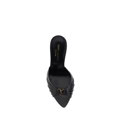Saint Laurent Women's Bos Taurus Calf & Lambskin Leather Stiletto Sandals - Black