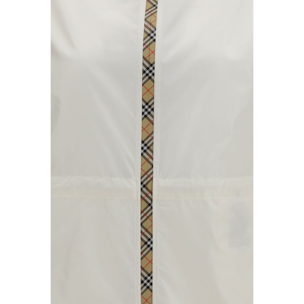 Hooded Windbreaker Jacket by Burberry for women in nylon beige, sand, white & signature features an enduring silhouette, showcasing technical lightweight, hooded & windproof and a sophisticated for a truly enduring aesthetic.