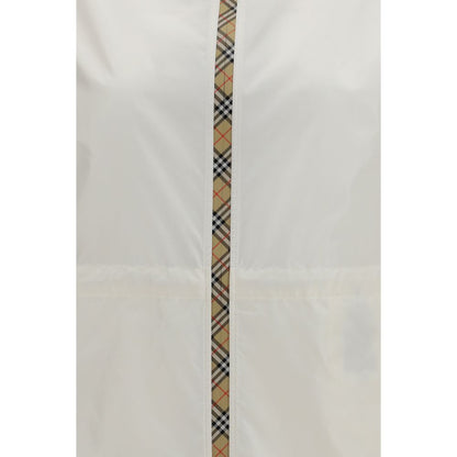 Hooded Windbreaker Jacket by Burberry for women in nylon beige, sand, white & signature features an enduring silhouette, showcasing technical lightweight, hooded & windproof and a sophisticated for a truly enduring aesthetic.