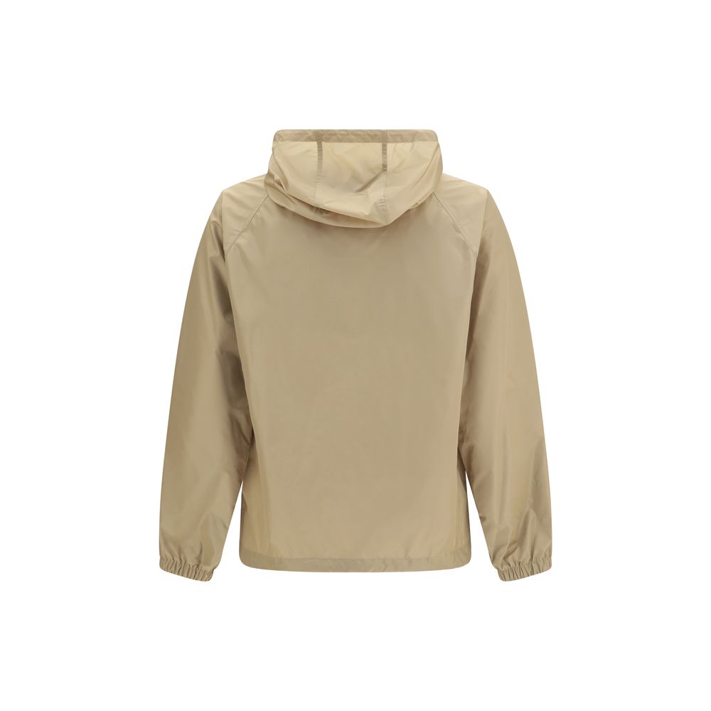 Hooded Jacket by Burberry for men in nylon beige features an utilitarian silhouette with a refined hooded neckline, showcasing sophisticated lightweight, pockets, hooded & windproof for an utilitarian aesthetic.