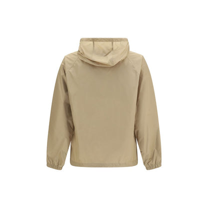 Hooded Jacket by Burberry for men in nylon beige features an utilitarian silhouette with a refined hooded neckline, showcasing sophisticated lightweight, pockets, hooded & windproof for an utilitarian aesthetic.