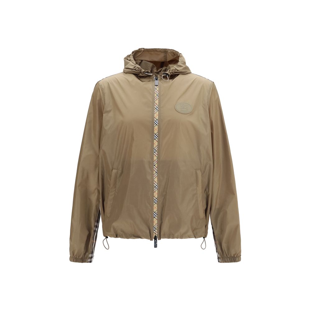 Hooded Windbreaker Jacket by Burberry for men in nylon brown features an stylish silhouette, showcasing a sophisticated hooded neckline and performance-driven lightweight, pockets, hooded & windproof for a premium, stylish look.