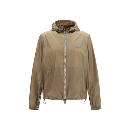 Hooded Windbreaker Jacket by Burberry for men in nylon brown features an stylish silhouette, showcasing a sophisticated hooded neckline and performance-driven lightweight, pockets, hooded & windproof for a premium, stylish look.