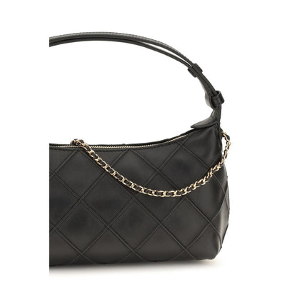 Clutch Handbag by Tory Burch for women in nappa leather black & signature features a sculptural silhouette with a secure zipper, ample cardholder, and versatile adjustable-strap & handle for a sculptural finish.
