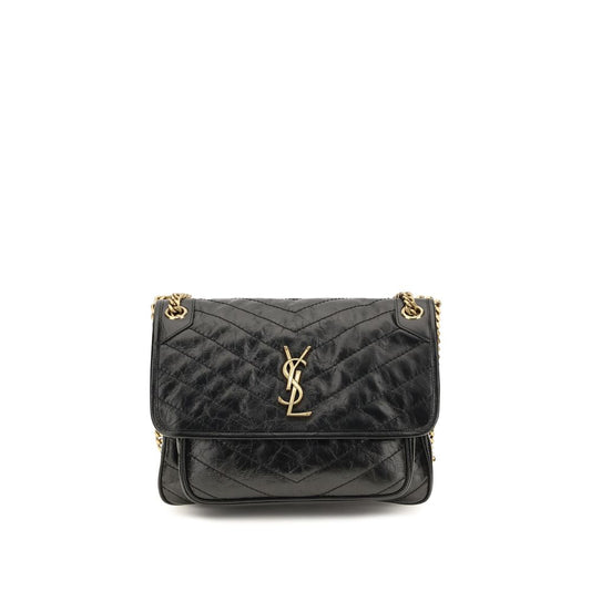2-in-1 Shoulder & Crossbody Flap Bag by Saint Laurent for women in bos taurus calf leather black, chevron & signature features an effortlessly chic silhouette with a secure flap, ample built-in-compartments, and versatile crossbody-strap & shoulder-strap for effortlessly chic everyday luxury.