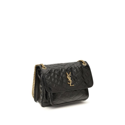 2-in-1 Shoulder & Crossbody Flap Bag by Saint Laurent for women in bos taurus calf leather black, chevron & signature features a effortless sophistication silhouette, secured by a flap with ample built-in-compartments and versatile crossbody-strap & shoulder-strap for a effortless sophistication finish.