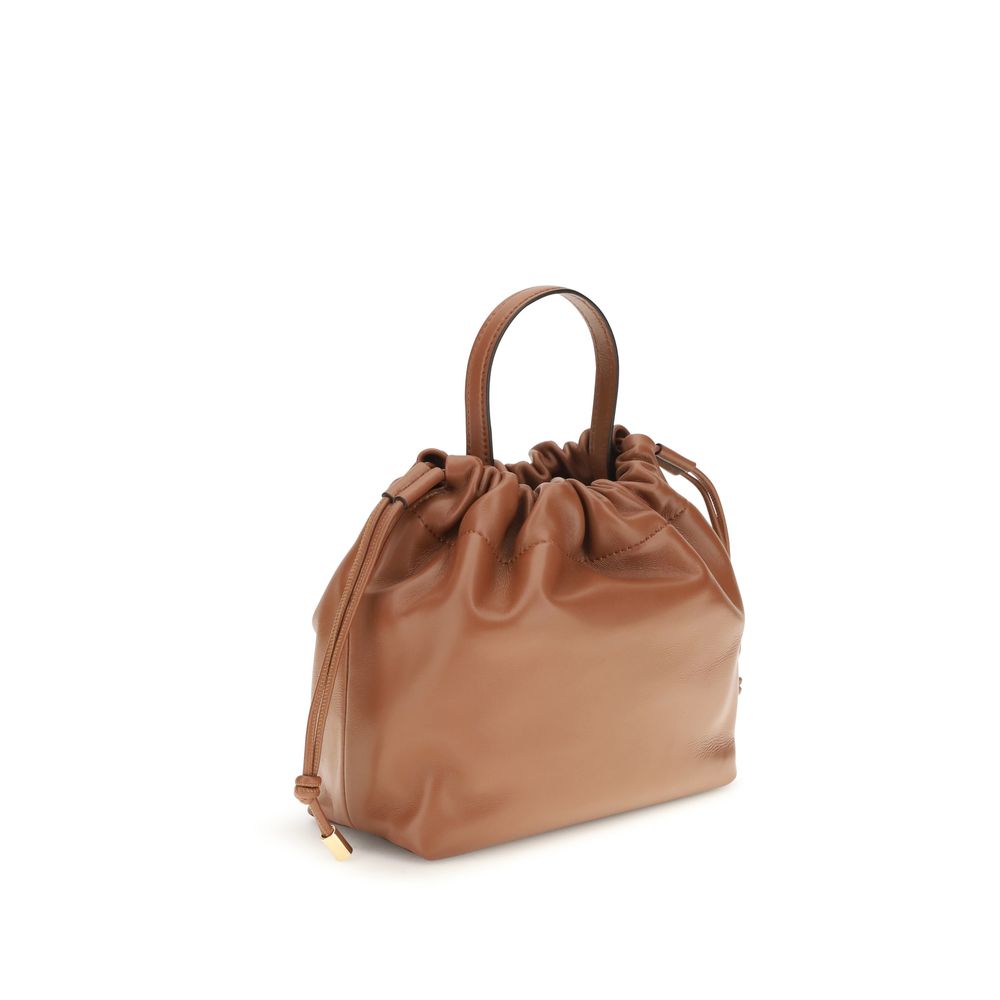 Mini Crossbody Drawstring Shoulder Bag by Chloé for women in nappa lambskin leather brown showcases a enviable silhouette, artfully detailed with a secure drawstring, organized , and versatile crossbody-strap, shoulder-strap & handle for a enviable look.
