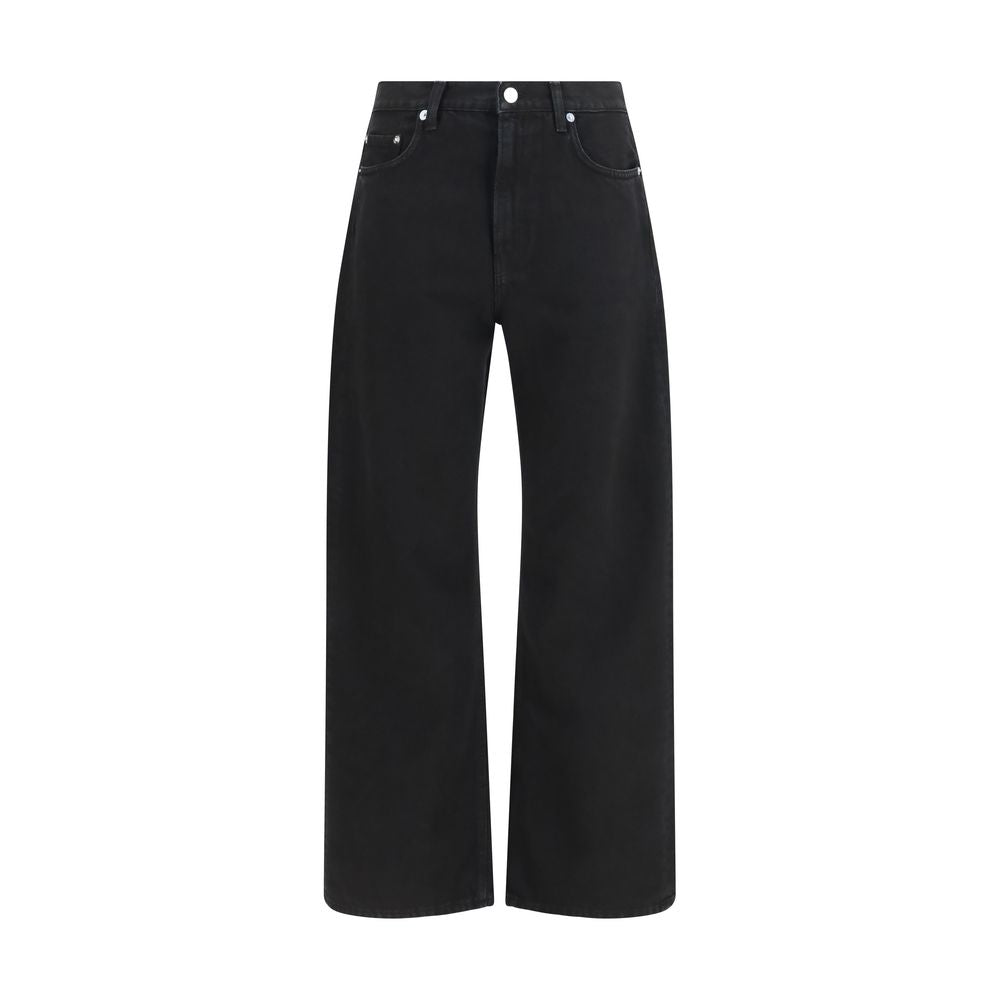 Jeans by Haikure for women in denim cotton black features a polished silhouette with a polished straight-leg & regular-fit, reaching a polished long and finished with a polished .