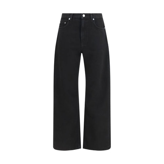 Jeans by Haikure for women in denim cotton black features a polished silhouette with a polished straight-leg & regular-fit, reaching a polished long and finished with a polished .